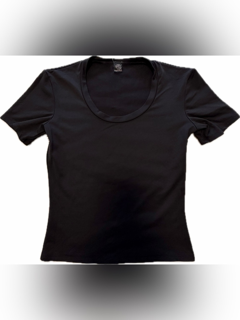 Vintage 90s Only Hearts Black Scoop Neck Short Sleeve Tee